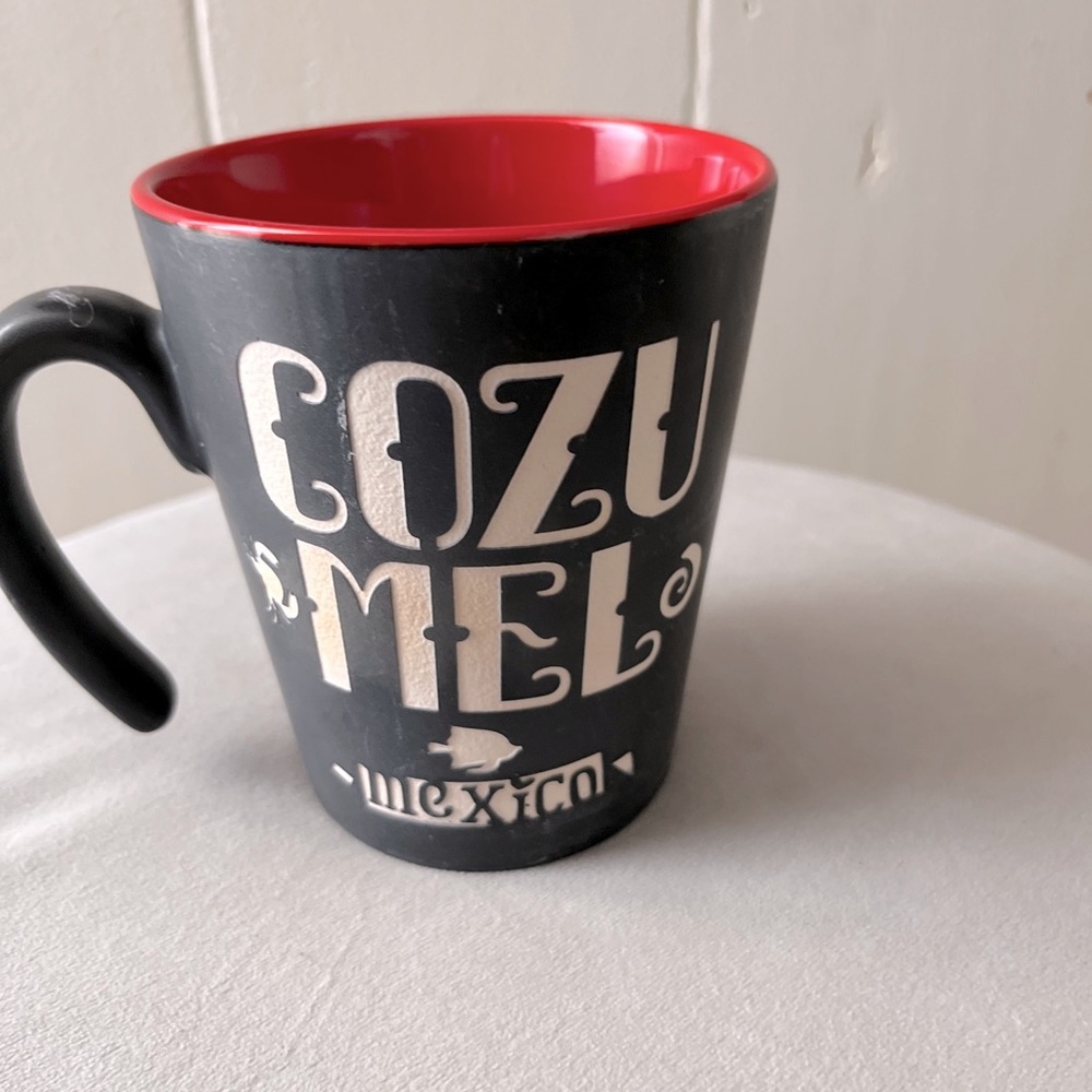 Cozumel Mexico Stoneware Coffee Mug Black & Orange